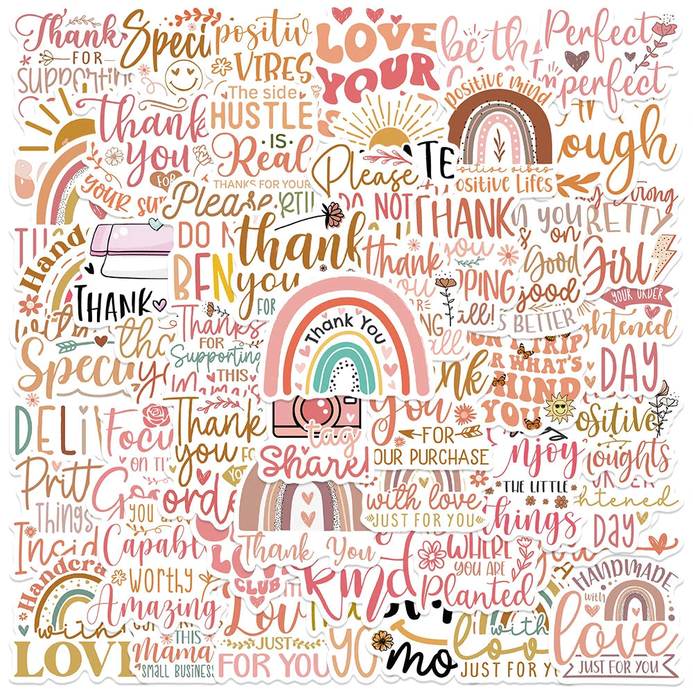 Boho Thank You Stickers - 50PCS Christmas Scrapbooking Gift Labels (Online Order Only)