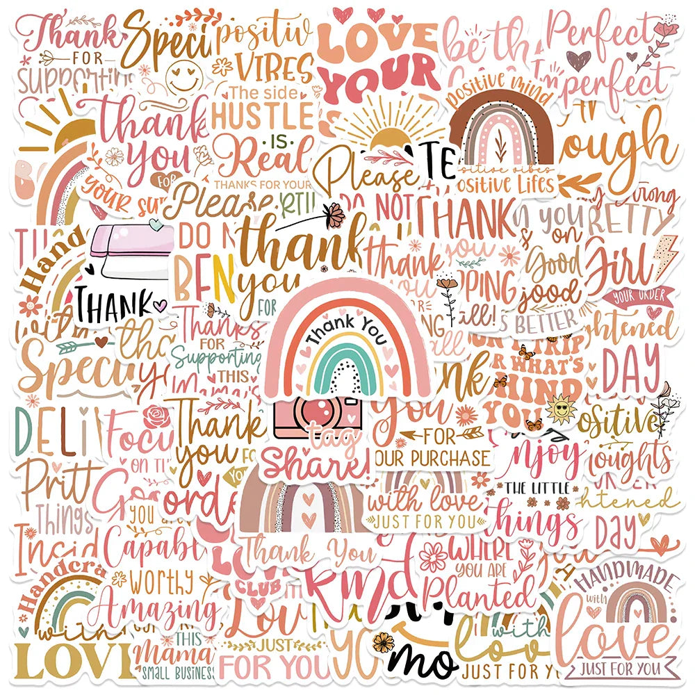 Boho Thank You Stickers - 50PCS Christmas Scrapbooking Gift Labels (Online Order Only)