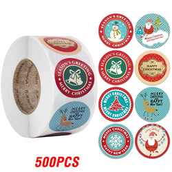 100-500pcs Christmas Theme Seal Labels Stickers For DIY Gift Baking Package Envelope Stationery Decoration 1inch (Online Order Only)