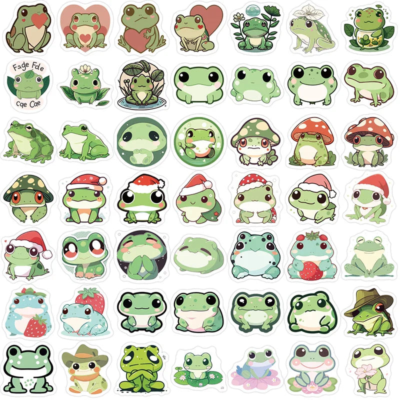 10/30/100PCS Cute Little Frog PVC Sticker Aesthetic Stationery School Supplies DIY Decoration Korean Scrapbooking for Kids (ONLINE ORDER ONLY)