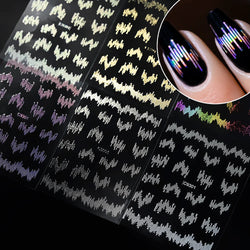 6pcs/Set High Gloss Reflective Nail Sticker Glitter Laser Silver Dark Flashy Effect Manicure 3D Nail Art Decoration Sticker Y2K* (ONLINE ORDER ONLY)