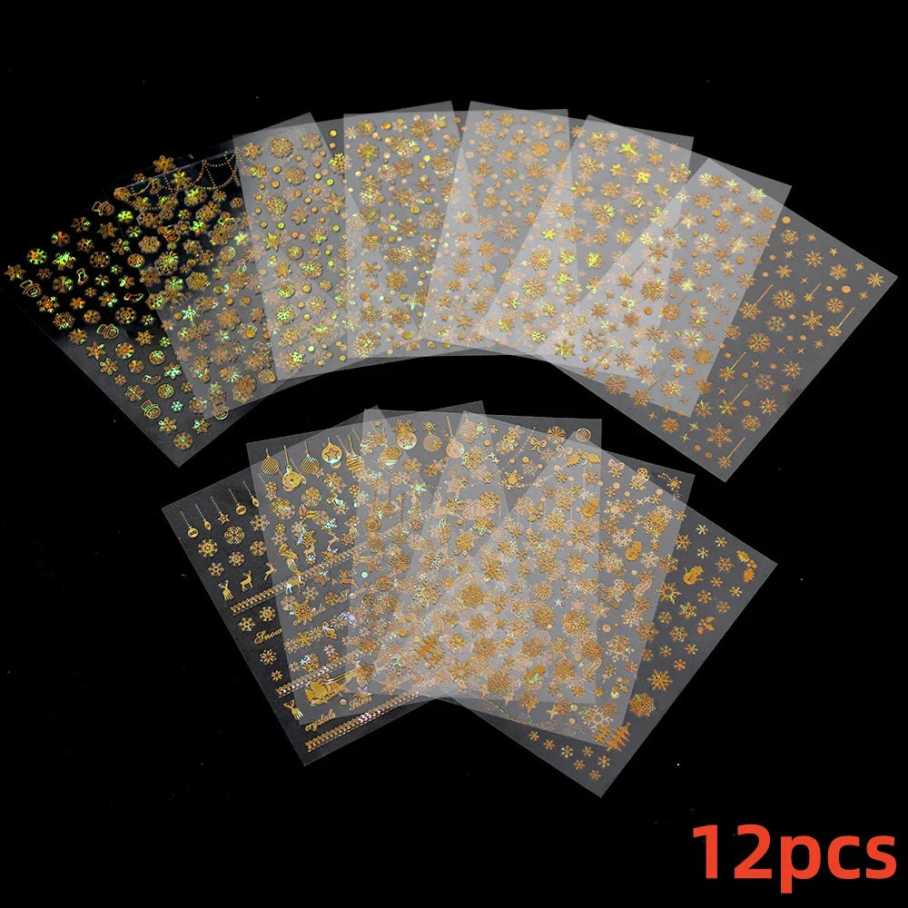 12PCS White Flowers Leaves 3D Nail Stickers Star/Moon/Sun Nail Art Decoration Decals Geometric Flower Stickers Nail Art Supplies (ONLINE ORDER ONLY)