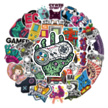 10/30/50PCS Cool Joystick Gamepad Video Game Stickers Graffiti DIY Notebook Phone Laptop Bike Cute Cartoon Decals Kids Toys Gift (ONLINE ORDER ONLY)