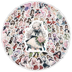 10/30/50/100PCS   Lolita Gril Stickers Cute Cartoon Girl Sticker Scrapbook Luggage Laptop Phone Guitar Car Bike Skateboard Decal (ONLINE ORDER ONLY)