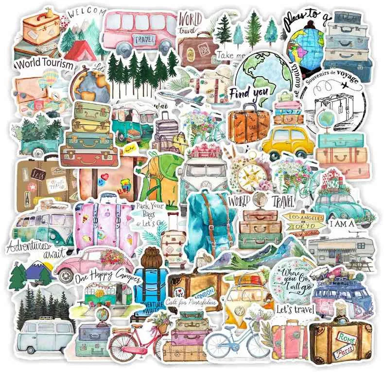 Aquarelle Watercolor Stickers: 10/25/50pcs for Luggage, Laptop, Phone, Car (ONLINE ORDER ONLY)