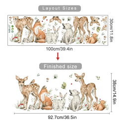 Cartoon Forest Animals Deer Wall Stickers Nursery Vinyl Decals Kids Room Decor (Online Order Only)