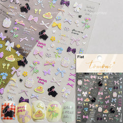 Black Rabbit Bunny Ribbon Bowknot Flower Cake Daisy Dessert Knife Fork Butterfly Self Adhesive Nail Art Stickers Manicure Decals (ONLINE ORDER ONLY)