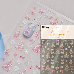 Shiny White Pink Blue Gold Snowflakes Hexagon Water Bubbles Winter 5D Self Adhesive Nail Art Stickers Rhinestone Manicure Decals (ONLINE ORDER ONLY)