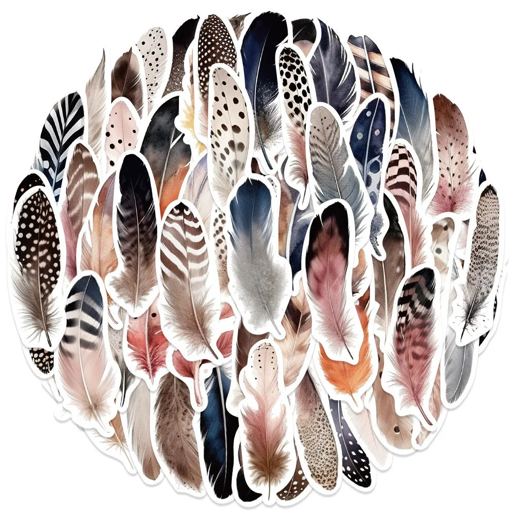 10/64PCS  Feather Decor Kawaii Small Diary Travel Paper Stickers Book Journal Label Sticker Back to School Supplies (ONLINE ORDER ONLY)