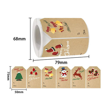 250pcs/roll 6 Designs Christmas Stickers Gift Name Paper Tags Xmas Present Seal Label Christmas Gift Package New Year Decoration (ONLINE ORDER ONLY)
