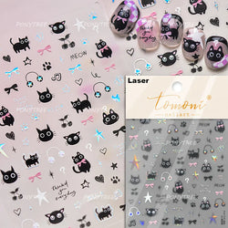 Small Animals Meeting Dog Cat Kitten Bowknot Cherry Butterfly Wreath Paw Star Hat Self Adhesive Nail Art Stickers Manicure Decal (ONLINE ORDER ONLY)