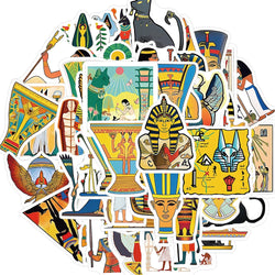 10/30/50pcs Cool Ancient Egypt Pharaoh Pyramid Waterproof Stickers Art Decals Laptop Suitcase Car Phone Decoration Sticker Toys (ONLINE ORDER ONLY)