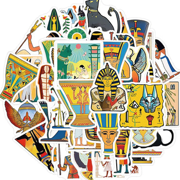 10/30/50pcs Cool Ancient Egypt Pharaoh Pyramid Waterproof Stickers Art Decals Laptop Suitcase Car Phone Decoration Sticker Toys (ONLINE ORDER ONLY)