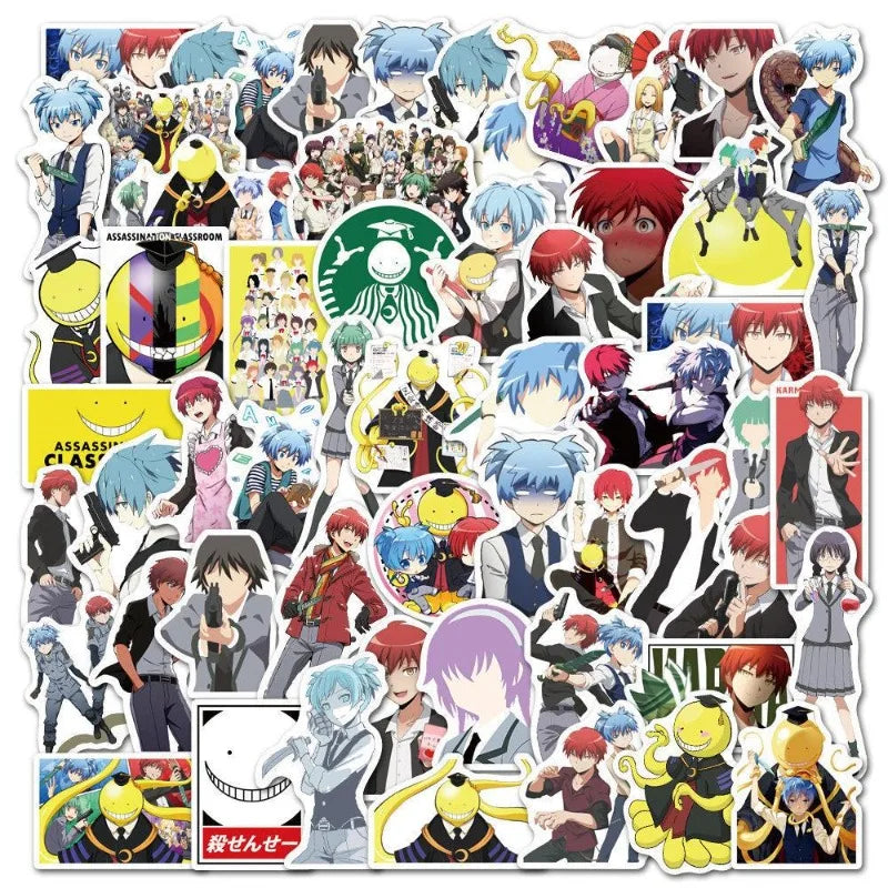 50pcs Assassination Classroom Stickers for Laptop, Phone, Scooter, Water Bottle, Suitcase, Refrigerator (Online Order Only)