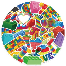 Cartoon Building Blocks Stickers for Suitcase, Skateboard, Laptop, Phone - 10/30/50Pcs (ONLINE ORDER ONLY)