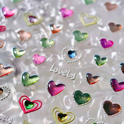 Lovely Love Heart Graffiti Crystal Geometric Cat's Eye Macaron Color Hollow Out Self Adhesive Nail Art StickersManicure Decals (ONLINE ORDER ONLY)