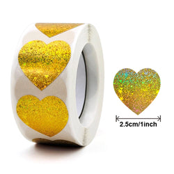 500pcs/roll Gold Holographic Glitter Sealing Label Round Laser Sticker Party Handmade Envelope Business Label Stationary Sticker (ONLINE ORDER ONLY)