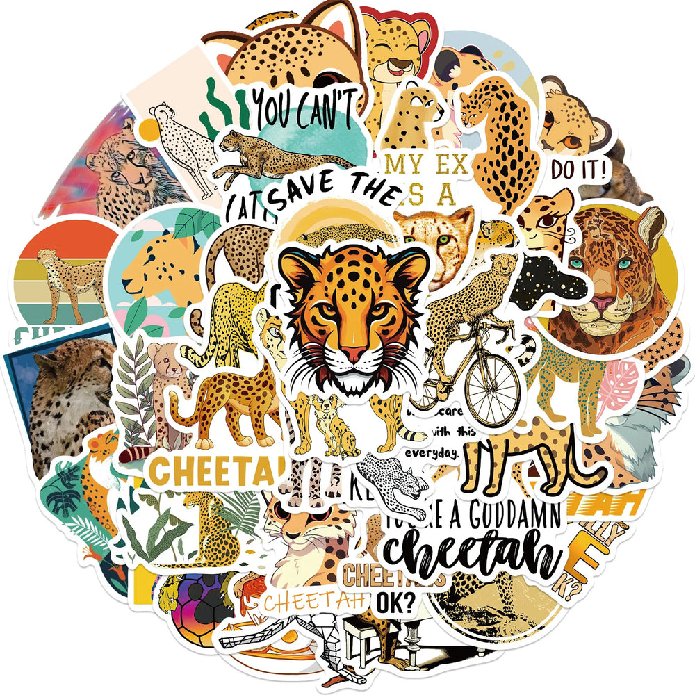 Cartoon Cheetah Stickers for Suitcase, Skateboard, Laptop, Phone, DIY Decal (ONLINE ORDER ONLY)