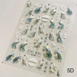 Red Plum Blossom Flower Chinese 3D Self Adhesive Nail Art Decoration Stickers Cheongsam Iris Lily Lotus Vase 5D Manicure Decals (ONLINE ORDER ONLY)