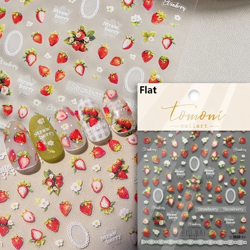 Chic Retro Rose Photo Frame Dried Flower Petal Self Adhesive Nail Art Stickers 5D Hot Stamping Relief Rhinestone Manicure Decals (Online Order Only)