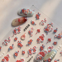 Snake Rose  Flower Chinese Knot Calabash Gourd Peony Good Fortune Self Adhesive Nail Art Stickers Manicure Decals Nail Supplies (ONLINE ORDER ONLY)