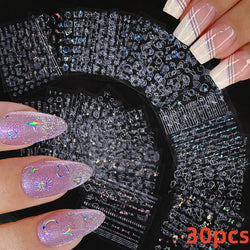 30Pcs/Set Red Golden 3D Nail Art Sticker Hot Stamping Hollow Decals Mixed Designs Adhesive Flower Nail Tips Letter Butterfly Set (Online Order Only)