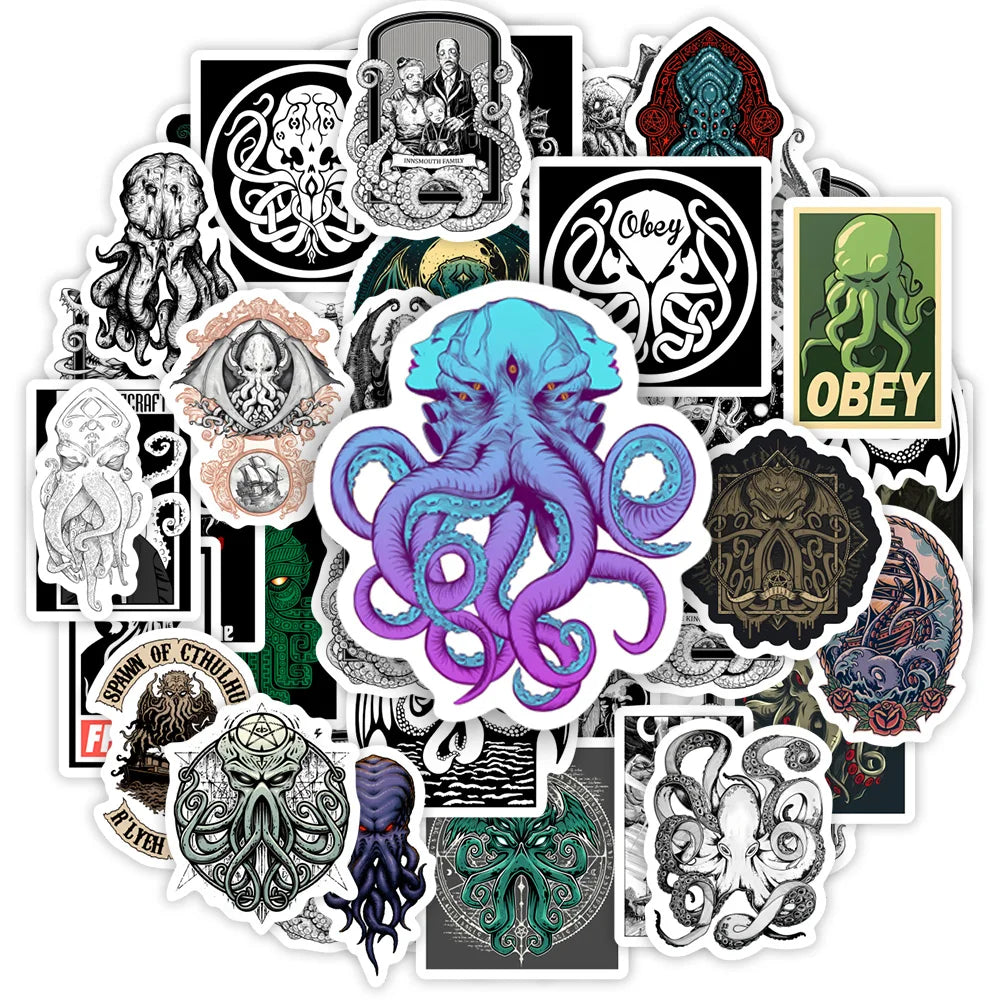 Cthulhu Mythos Stickers Lovecraft Horror DIY Toy Gift Decorative Graffiti Decal for Phone Laptop Bottles Luggage Waterproof (ONLINE ORDER ONLY)
