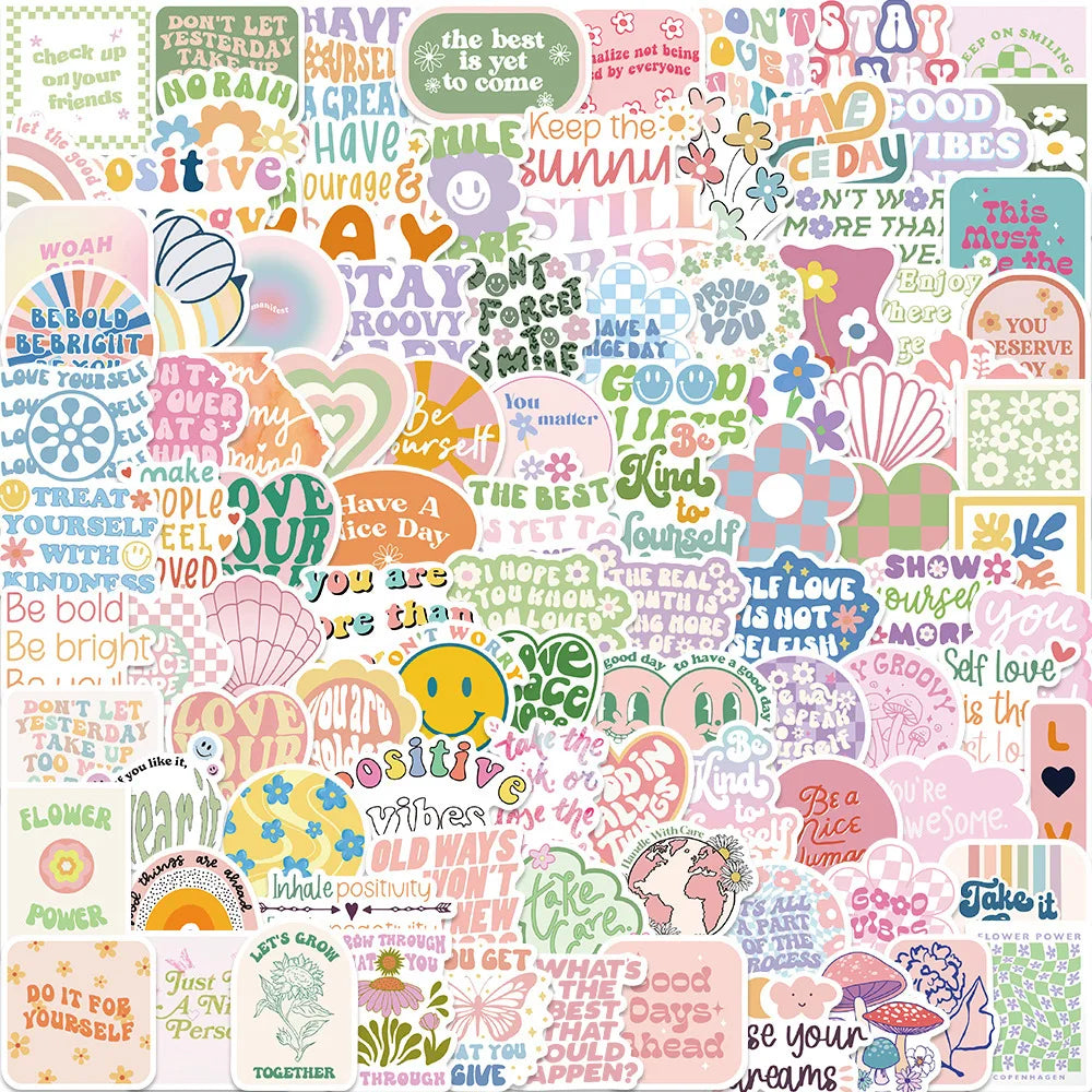 10/30/50/100PCS Cute Girls Danish Pink Inspirational Stickers Ins Cartoon Decal Toy DIY Phone Motorcycle Bike Guitar Car Sticker (ONLINE ORDER ONLY)