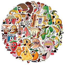 Cartoon Food & Fruit Stickers for Suitcase, Skateboard, Laptop, Luggage, Phone, Car - 10/30/50Pcs Decal Set (ONLINE ORDER ONLY)