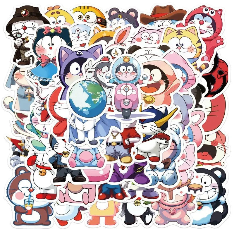 50pcs Doraemon Cartoon Stickers for Laptop, Phone, Scooter, Water Bottle, Suitcase, Refrigerator (Online Order Only)