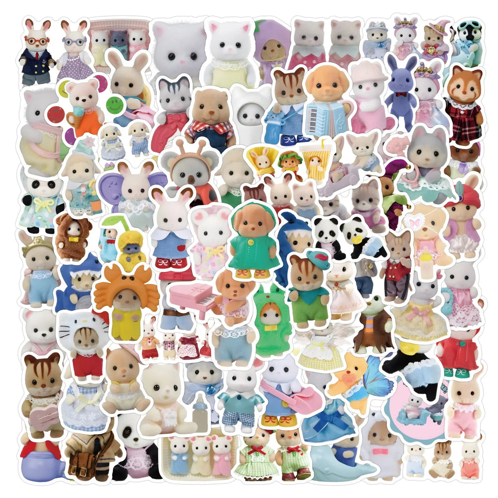 60/120PCS Forest Family Easter Bunny Reindeer Panda Animal Stickers Gift Children's DIY toy stickers Pack Waterproof (ONLINE ORDER ONLY)