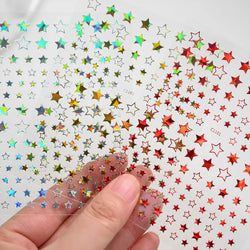 9Pcs 3D Sliver Stars Nails Stickers Bronzing Star Nail Art Decals For DIY Nail Art Decoration Self Adhesive Nail Manicure Parts* (Online Order Only)