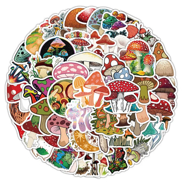 10/30/72PCS Vivid Mushrooms Stickers Plant Cartoon Decals DIY Diary Scrapbook Laptop Guitar Bike Graffiti Sticker Gift Kids Toy (ONLINE ORDER ONLY)