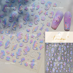 Dizzying Shell Coral Dolphin Starfish Heart Jellyfish Water Bubbles Ocean Adhesive Nail Art Decorations Stickers Manicure Decals (ONLINE ORDER ONLY)