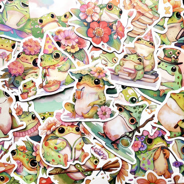 10/50PCS Cute Frog Stickers for Laptop, Luggage, Skateboard, Kids (Online Order Only)