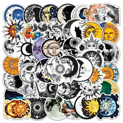 Aesthetic Moon Sun Stickers Decals for Guitar Laptop Luggage Water Bottle Fridge Motorcycle Skateboard (Online Order Only)