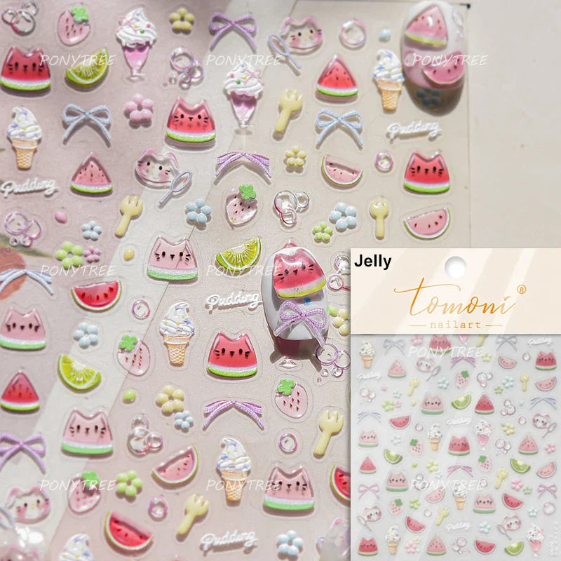 Colorful Swimsuit Bikini Fresh String Bag Vegetables Fruits Summer Beach Underwear Sunscreen Nail Art Stickers Manicure Decals (ONLINE ORDER ONLY)