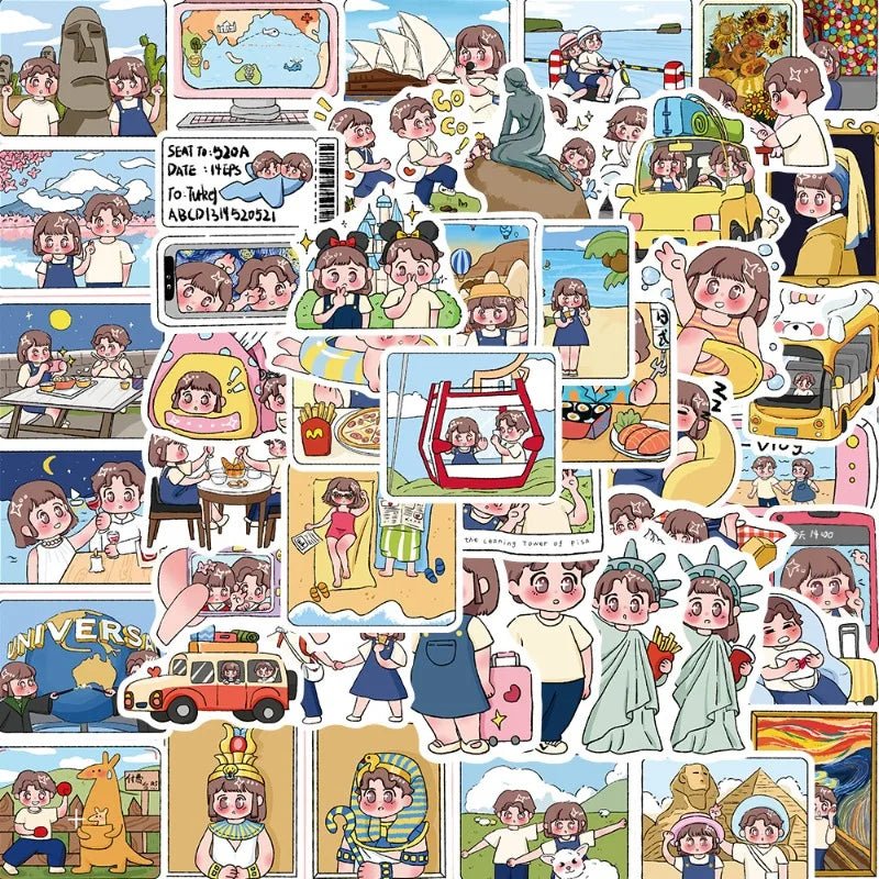 50pcs Travel Stickers for Suitcase, Water Cup, Phone, Car, Laptop, Scooter, Refrigerator (ONLINE ORDER ONLY)