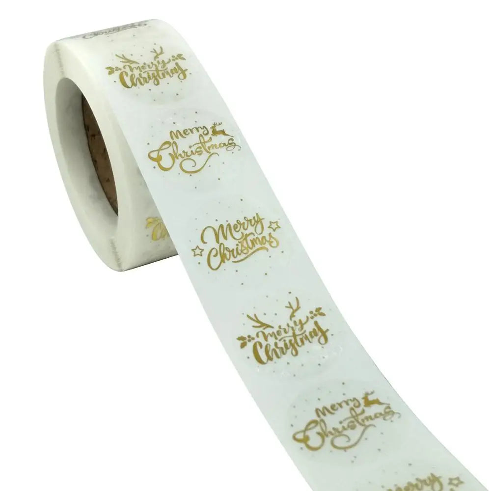 100-500 Pcs Golden Font Merry Christmas Sticker Thank You Sticker Seal Label For Envelope Gift Wrapping Scrapbook 1 Inch (ONLINE ORDER ONLY)
