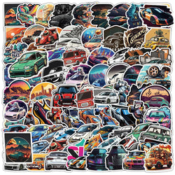Vintage JDM Racing Car Graffiti Stickers - 10/30/50/100pcs Waterproof for Skateboard, Laptop, Luggage, Bike (ONLINE ORDER ONLY)