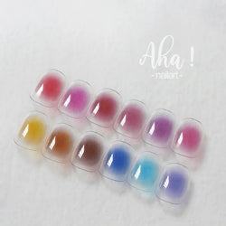 3D Blush Gradient Nail Art Stickers 12-Colors Aha Self-adhesive Rainbow Jelly Slider Japanese Style Translucent Gel Polish Wraps (ONLINE ORDER ONLY)