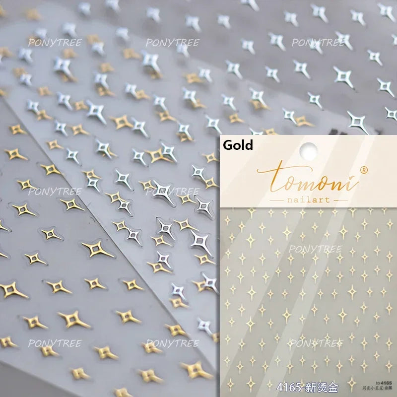 Chic Colourful Star Moon Curved Line Arc Necklace Love Heart Hanging in The Air Cherry Adhesive Nail Art Stickers Manicure Decal (Online Order Only)