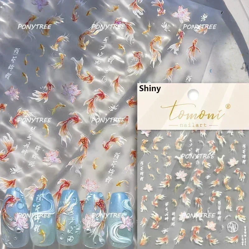 Hot Stamping Laser Shell Conch Starfish Pearl Whale Coral Dolphin Summer Beach Sea Wave Jellyfish Bubble Nail Art Stickers Decal (ONLINE ORDER ONLY)