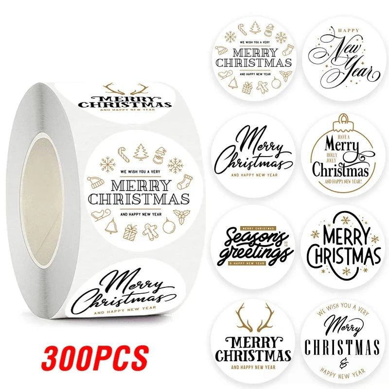 100-500pcs Christmas Theme Seal Labels Stickers For DIY Gift Baking Package Envelope Stationery Decoration 1inch (Online Order Only)