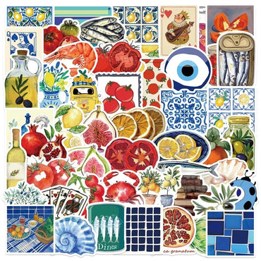 10/30/50PCS Vintage Tomato Sticky PVC Sticker Aesthetic Children's Stationery DIY Decoration Scrapbooking School Supplies (ONLINE ORDER ONLY)