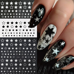 9Pcs 3D Sliver Stars Nails Stickers Bronzing Star Nail Art Decals For DIY Nail Art Decoration Self Adhesive Nail Manicure Parts* (Online Order Only)