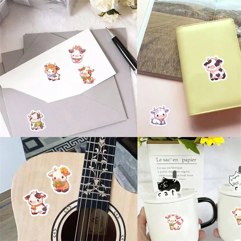 500PCS Kawaii Calf Sticky Paper Labels Thank You Sticker Sealing DIY Decoration Scrapbooking Stationery Hand Accounting Supplies (ONLINE ORDER ONLY)
