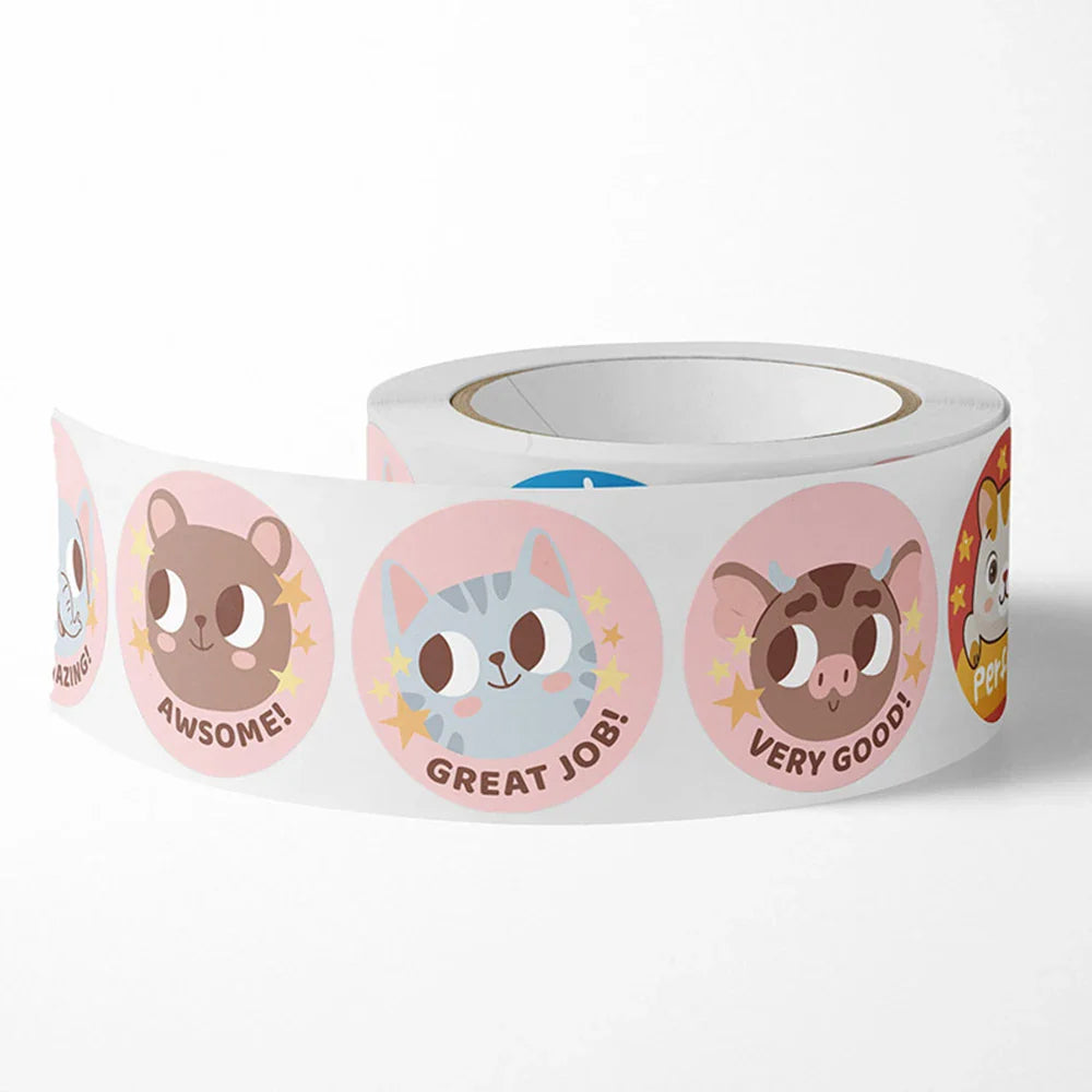 100-500pcs Cute Cartoon Animals Reward Stickers School Teacher Supplies Classic Toy Gift Sealing Decor Stationery Sticker (Online Order Only)