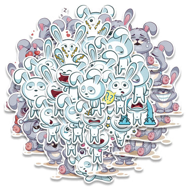 37pcs Funny Cute Cartoon Rabbit Meme Stickers For Luggage Guitar Phone Waterbottle Waterproof Graffiti Laptop Decals Kids Toy (ONLINE ORDER ONLY)