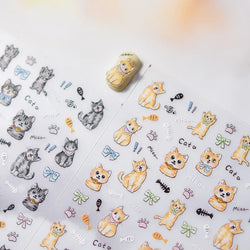 Cute Cat Eye Fishbone Animals Leopard Cat Ginger Cat Kitten Exclamation Point Paw Self Adhesive Nail Art Sticker Manicure Decals (ONLINE ORDER ONLY)